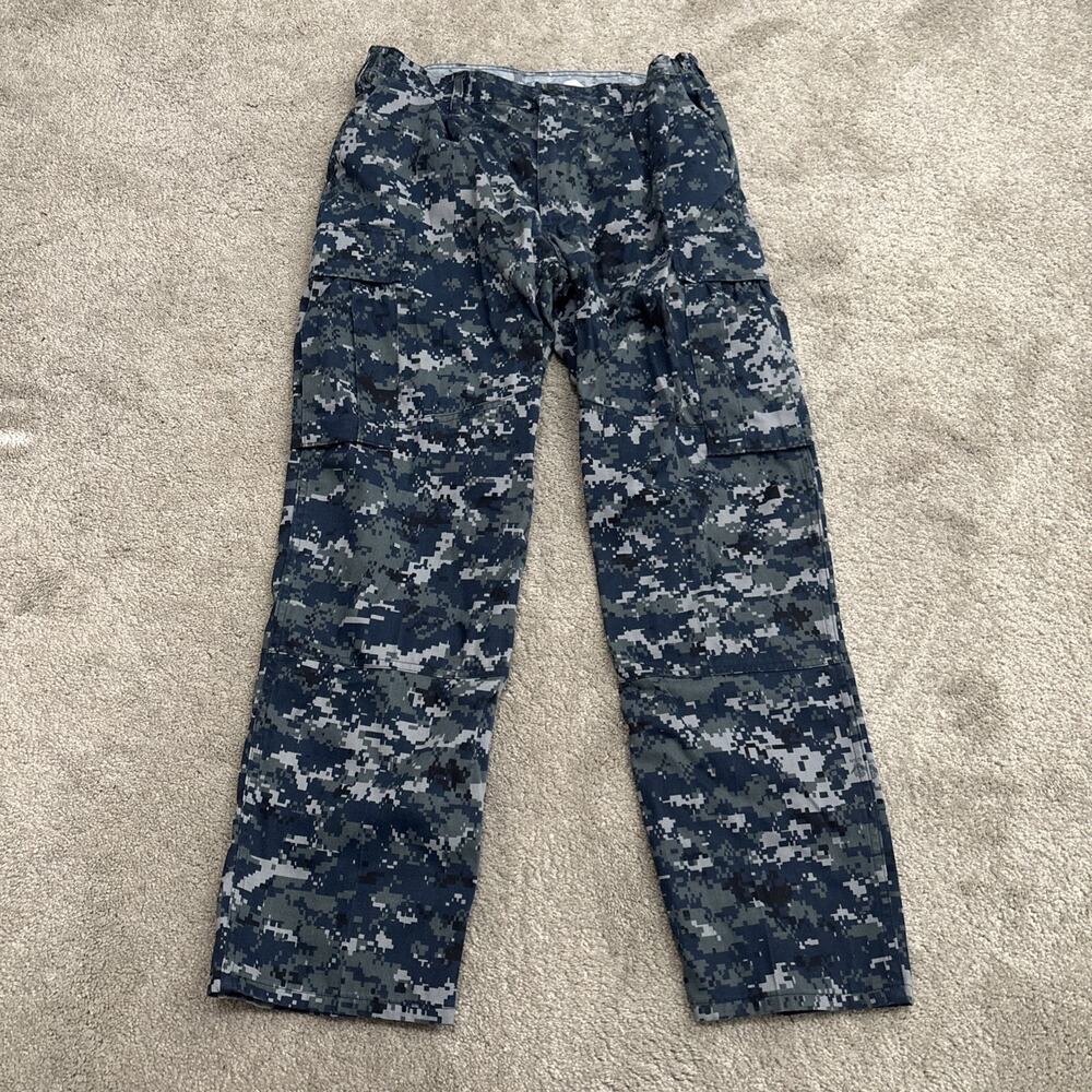 US Navy Blue Digital Camo Pants Working Trouser Size Medium Short